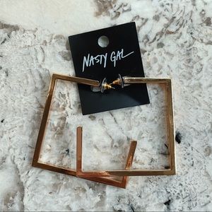 Nasty Gal gold geometric square earrings